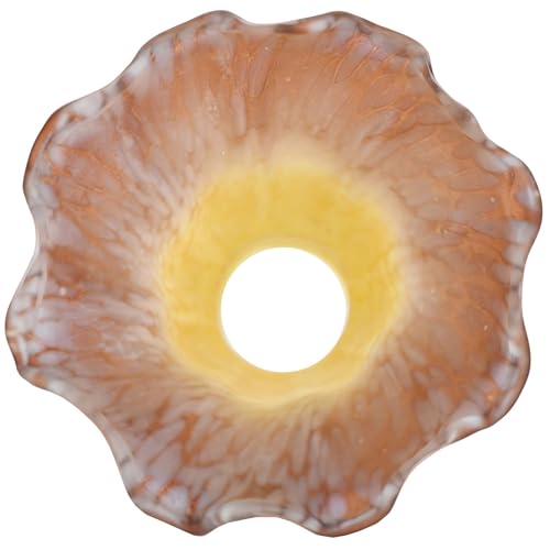 Bieye LS18S Lily Flower Blown Glass Lampshade (Yellow Brown, Opening I.D. 0.87" x O.D. 1") - color: Yellow Brown, size: Small I.D. 0.87" x O.D. 1"