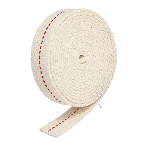 MECCANIXITY Oil Lamp Wick 20mm(13/16") Flat Wide 16.4 Foot Cotton Lanterns Wick with Red Stitch for Kerosene Burner Lighting, 1 Roll - color: Red, size: 20mm(13/16")