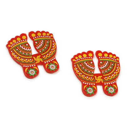 Acrylic Deepak Diwali Rangoli with Laxmi Charan Pagla | Diwali Floor Decorations Table Decoration Studded Stones Sequins Traditional Festive Home Door Décor (Design4)