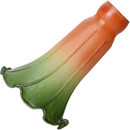 Bieye LS23 Lily Flower Blown Glass Lampshade (Orange Green, Opening I.D. 1.26" x O.D. 1.5") - color: Orange Green, size: Large I.D. 1.26" x O.D. 1.5"