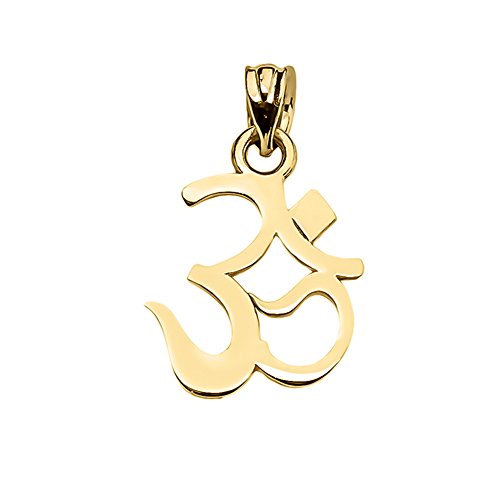 Middle Eastern Jewelry Fine 10k Yellow Gold Ohm (OM) Ganesh Yoga Charm Pendant
