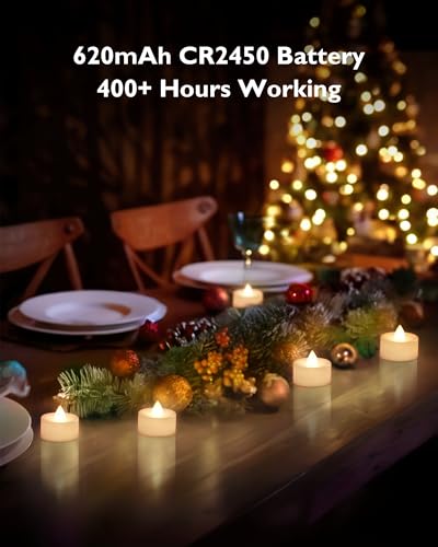 BEICHI 24Pcs Flameless LED Tea Lights with Remote & Timer,White Base,400Hrs - color: Warm White Light, White Shell, size: 24-Pack
