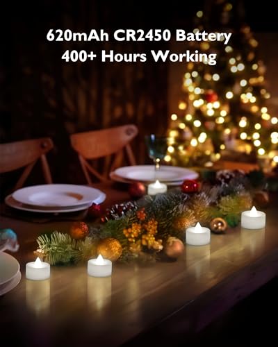 BEICHI 12Pcs Flameless LED Tea Lights with Remote & Timer,White Base,400Hrs - color: Pure White Light, White Shell, size: 12-Pack