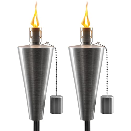 Matney Stainless Steel Outdoor Torches, 5 Ft (2 Pack, Cone) - size: 2 Pack, style: Cone