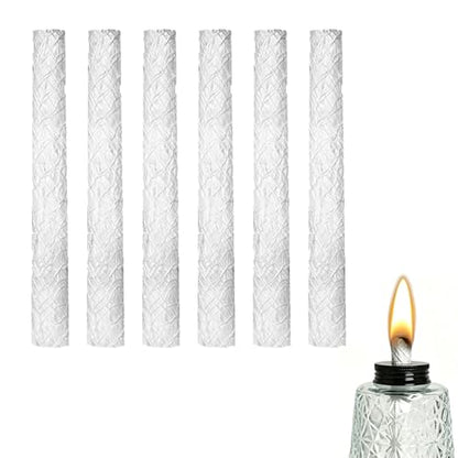 6 Pack Oil Lamp Torch Fiberglass Wicks 5.1” Long-Lasting Citronella Wicks for Tiki Torch, Metal & Glass Lamps
