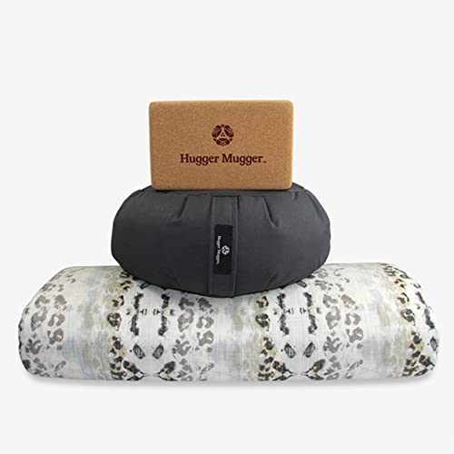 Hugger Mugger Zafu Meditation Cushion - Support in Cross-Legged Sitting, Buckwheat filled, Durable Fabric, Convenient Handle, Handmade in USA - color: Gray