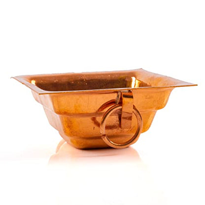 Copper Hawan Homa Yagya Kund Aahuti Patra Indian Traditional Religious Agnihotra Havan Kund Yajna for Temple Home Hindu Navratri Puja Item Festivals Pooja Essential and Gifting (Copper- 4"x4")