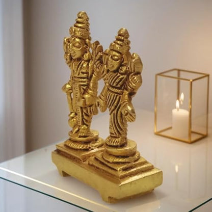 Brass Laxmi Vishnu Murti 2 Inch 100 Gram Mini Idol for Home Temple, Pooja Mandir, Hindu God Statue, Decorative Religious Figurine, Car Dashboard Idol, Spiritual Gift