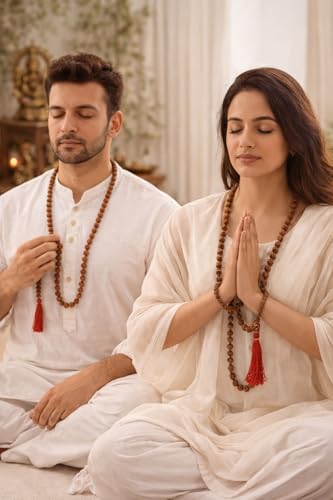 10 Mukhi Rudraksha Mala (108 Small Beads) – Original Certified Rudraksha Necklace for Men & Women – Spiritual Japa Mala for Protection, Positive Energy & Meditation