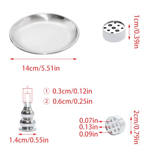 3 in 1 Incense Burner, 5.51 Inch Incense Holder Set - color: Silver, size: 3 in 1