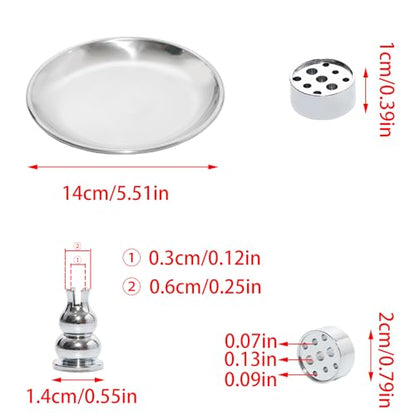 3 in 1 Incense Burner, 5.51 Inch Incense Holder Set - color: Silver, size: 3 in 1