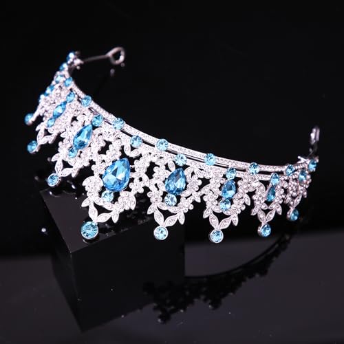 Kamirola Tiaras and Crowns for Women,Tiaras Earrings Necklace, Crystal Bridal Jewelry Set, Costume Party Halloween Prom Pageant Jewelry for Women(TR45) - color: Lackblue