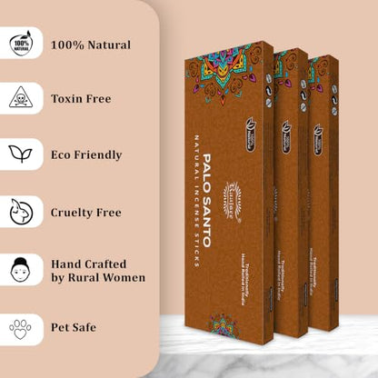 Pure Palo Santo Incense Sticks, 100%-Natural Charcoal Free Organic Non Toxic Clean Burning Handmade Insence Sticks 100 gm Pack, Meditation Gifts – Spritual Cleansing - color: Palo Santo