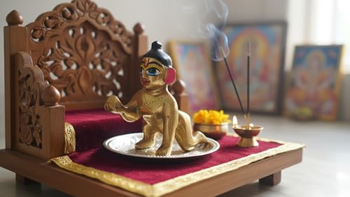 Ladoo Gopal Brass Murti | 3 Inches Small Bal Krishna Idol in Solid Brass | Handcrafted Baby Gopal Statue for Home Mandir, Puja Room, Gifting & Janmashtami - size: Ladoo Gopal-B
