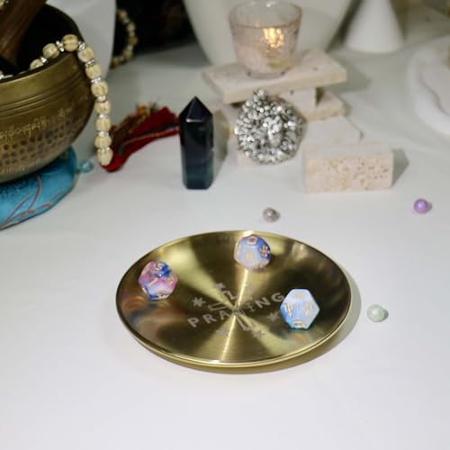 Gold Offering Prayer Ritual Bowl Plate Great for Altar,Meditation,Incense Sticks, smudging, Candle,Crystal,Jewelry,Yoga Use （Praying） - style: Praying