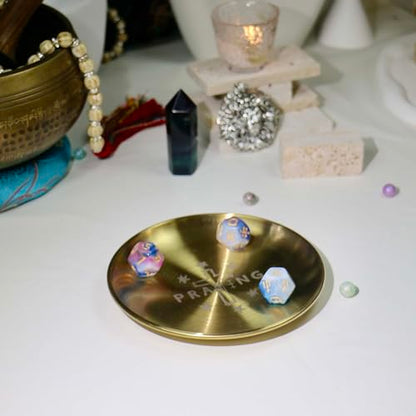 Gold Offering Prayer Ritual Bowl Plate Great for Altar,Meditation,Incense Sticks, smudging, Candle,Crystal,Jewelry,Yoga Use （Praying） - style: Praying