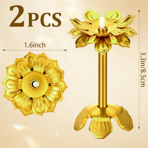 2 Pcs Diwali Lotus Candle Holder for Pooja Table Centerpiece, 3.35", Style2 - size: 3.35", style: Style 2