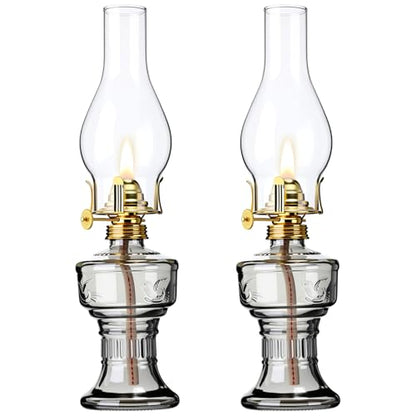 2 Pcs Oil Lamps for Indoor Use, Hurricane Kerosene Lamp, Grey - color: Gray
