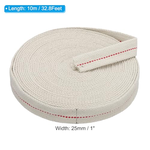 PATIKIL 1" Wide 33 Feet 100% Cotton Flat Wick, Oil Lamp Wicks with Red Stitch for Kerosene Lamp Lantern Oil Burner - color: Red, size: 1" x 33 Feet