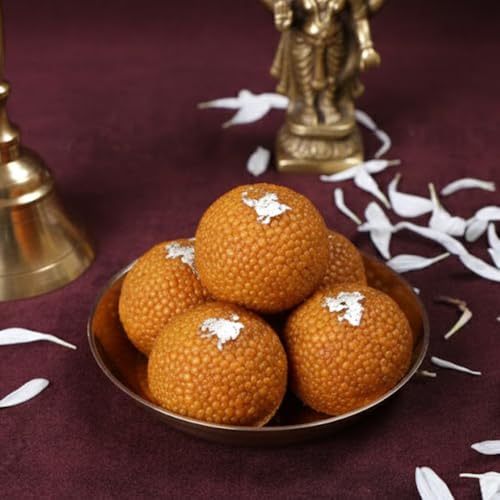 Craftsman SATVIK 6 Pc Set Pure Brass Pujan Prasad Bhog Thali Mandir Temple Indian Hindu Rituals Diwali Festive Kahnaji Bhog Puja Plate Indian Housewarming Return Gift Items Bulk
