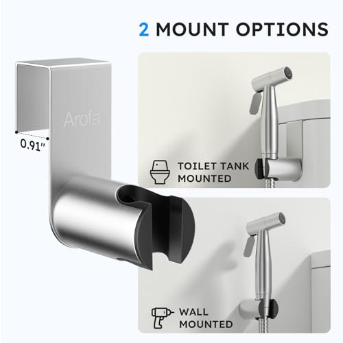 Arofa 2 Pack Handheld Bidet Sprayer for Toilet, Adjustable Water Pressure - color: Brushed Nickel, size: 2 Pack