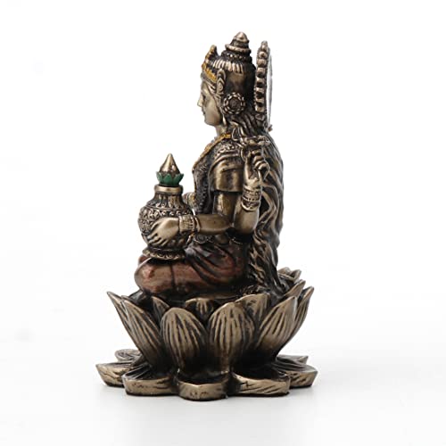 Veronese Design 3 3/8" Lakshmi Sitting on Lotus Spiritual Resin Statue Painted Bronze Finish
