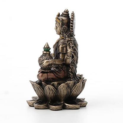 Veronese Design 3 3/8" Lakshmi Sitting on Lotus Spiritual Resin Statue Painted Bronze Finish