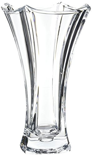 Galway Crystal 12-Inch Dune Waisted Vase, Clear Glass Flower Vase for Roses, Hydrangeas and Peonies, Elegant Home Decor Gift Box