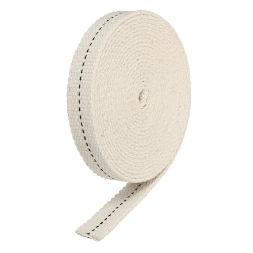 MECCANIXITY Oil Lamp Wick 15mm(5/8") Flat Wide 16.4 Foot Cotton Lanterns Wick with Black Stitch for Kerosene Burner Lighting, 1 Roll - color: Black, size: 15mm(5/8")