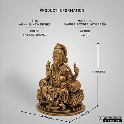 SILAII Lord Ganesha Divine Sculpture - 6 Inches, Handmade Home Decor Idol for Spiritual and Gifting Purposes