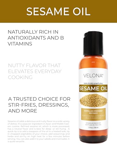 velona Sesame Seed Oil - 2 fl oz, Expeller Pressed, Refined - size: 2 Fl Oz (Pack of 1)
