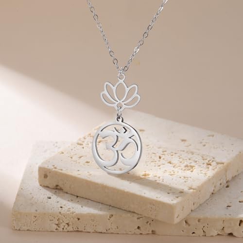 Women OM Necklace Indian Yoga Aum Om Ohm Pendant Necklace Stainless Steel Hindu Meditation Charm Sanskrit Symbol Spiritual Amulet Jewelry for Women Men - color: S-2pcs pendant