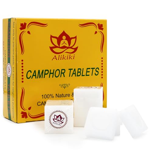 1LB Pure Camphor Tablets Cubes - 100% Natural Camphor Blocks for Indian Religious Purposes Pooja Aromatherapy, Odor Eliminator, Alcanfor,Puja Item - 64 Tablets (454G) - size: 454 grams - 64 tablets