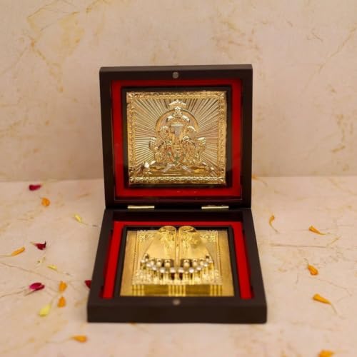 Servdharm Ganesha Pocket Temple with Sacred Footprints 4.5x4.5 | Ganesh Charan Paduka Pooja Box for Ganesh Chaturthi, Diwali, Wedding, Housewarming Gift or Home Temple