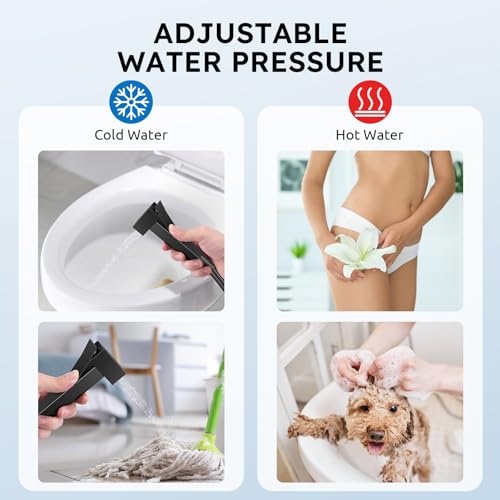 Arofa Built-in Hot and Cold Bidet Sprayer, Hands-Free Control, Matte Black - color: Black, size: Built-in Hot & Cold Water Modes-Square