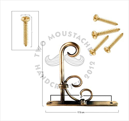 Two Moustaches Brass Wall Lantern Diya Hanger, Planter Hangers, Lanterns Wind Chimes Hanging Baskets Ornaments, Diya Hanger Brass, Pack of 1(6.5 x 1 x 7 Inches, Brown)