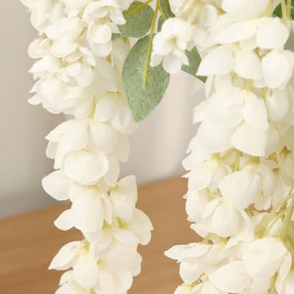 4pcs 47.2in Artificial Fake Wisteria Hanging Flower Garland Silk(white) - color: White
