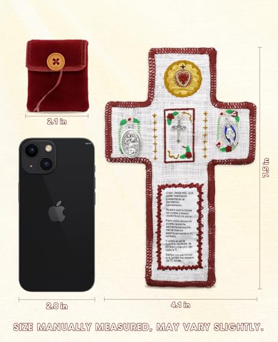 Onism Spanish Pocket Prayer Quilt with Cross, Catholic Gift, 3 Pack Red - color: 3pcs Red – Small (No Pocket)