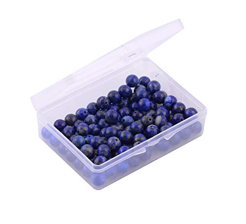 Natural Stone Beads 100pcs 8mm Lapis Lazuli Round Genuine Real Stone Beading Loose Gemstone Hole Size 1mm DIY Charm Smooth Beads for Bracelet Necklace Earrings Jewelry Making (Lapis Lazuli Blue, 8mm) - color: Lapis Lazuli Blue, size: 8mm