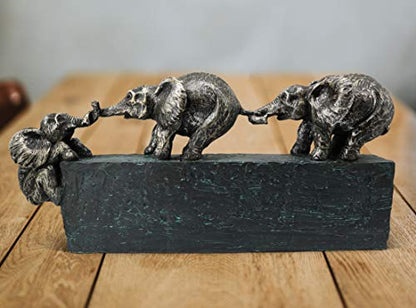 Vaudagio Sculpture Family Elephant Decor [17" Long] Large Elephant Statue