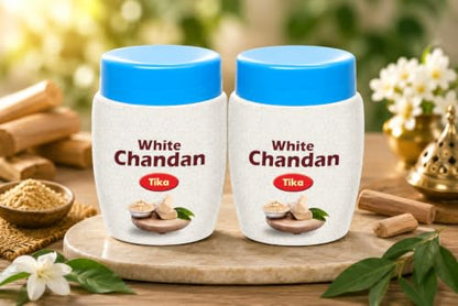 Safed Chandan Tika, White Sandalwood Paste for Pooja,Navratri Pooja, Diwali Pooja, Hawan Pooja Samgiri Pack of 2 pcs (40 gram each)