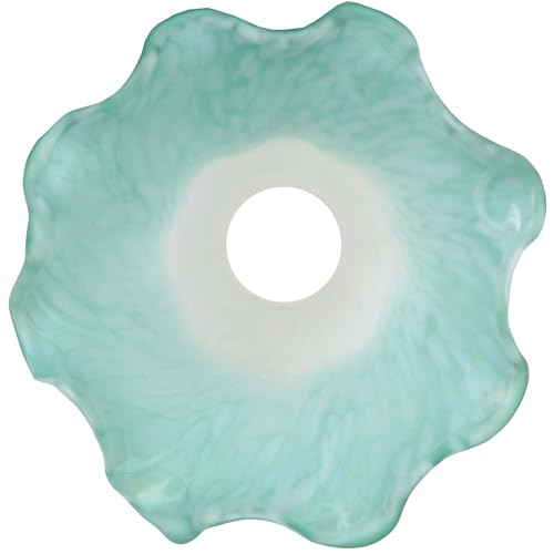 Bieye LS08S Lily Flower Blown Glass Lampshade (White Cyan, Opening I.D. 0.87" x O.D. 1") - color: White Cyan, size: Small I.D. 0.87" x O.D. 1"