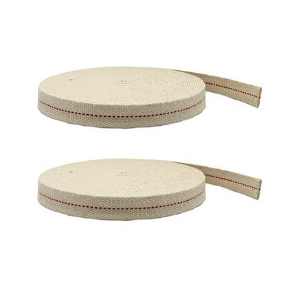 Light of Mine - 3/4" Inch 33' Foot, 100% Cotton Flat Wick - 2 Pack for Paraffin Oil, Kerosene Based Lanterns, and Oil Lamps with Genuine Red Stitch (3/4" - 33' Roll, 2pk) - size: 3/4" 33 foot - 2 Pack