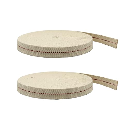 Light of Mine - 3/4" Inch 33' Foot, 100% Cotton Flat Wick - 2 Pack for Paraffin Oil, Kerosene Based Lanterns, and Oil Lamps with Genuine Red Stitch (3/4" - 33' Roll, 2pk) - size: 3/4" 33 foot - 2 Pack