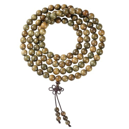Green Sandalwood Mala Bracelet for Men 108 Beads for Meditation Mala Beads Necklace - style: 8mm Round Beads-32 Inches