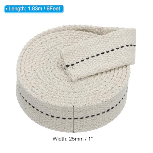 PATIKIL 1" Wide 6 Feet 100% Cotton Flat Wick, Oil Lamp Wicks with Black Stitch for Kerosene Lamp Lantern Oil Burner - color: Black, size: 1" x 6 Feet
