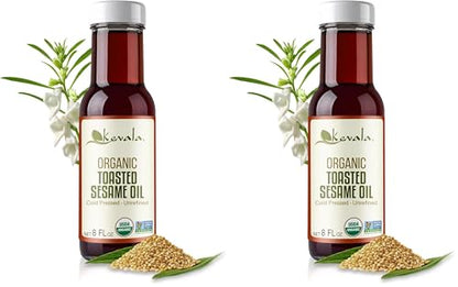 Kevala Organic Toasted Sesame Oil, 8 Ounce (Toasted Sesame oil, Organic, 8oz) (Pack of 2) - size: 8 Fl Oz (Pack of 2)