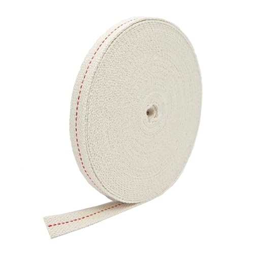 1/2" Inch Lamp Wick or Lantern Wick -Flat Cotton Oil Wicks for Hurricane Lamp or Kerosene Based Lanterns and Candle Burners，Red Stitch 16.4ft/ Roll（T=1.3mm） - size: 1/2-L5-1.3mm