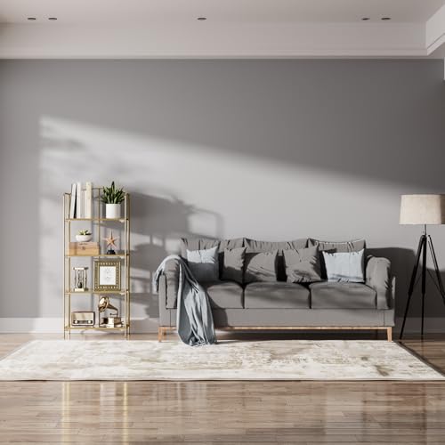 Crofy 4-Tier Foldable Bookshelf, Gold Frame & Transparent Shelves - color: Gold Frame & Transparent Shelf, size: 4 Tier