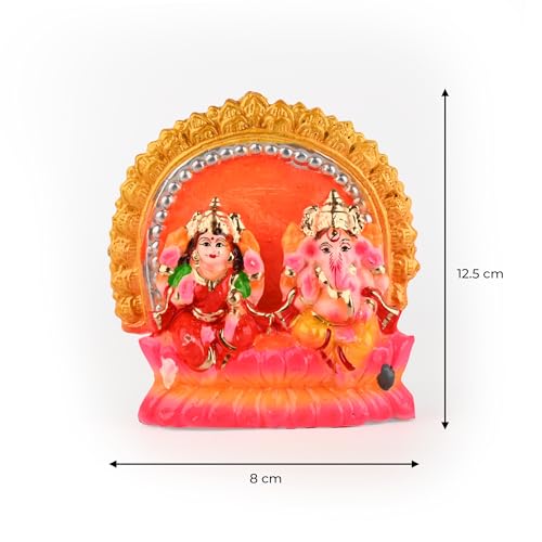 Lakshmi Ganesh Statue Hand Painted Idols Traditional Hindu Murti for Religious Hindu Festival Diwali Mandir Temple Pooja & Gifting (Lakshmi Ganesh Design-2) - color: Lakshmi Ganesh Design-2